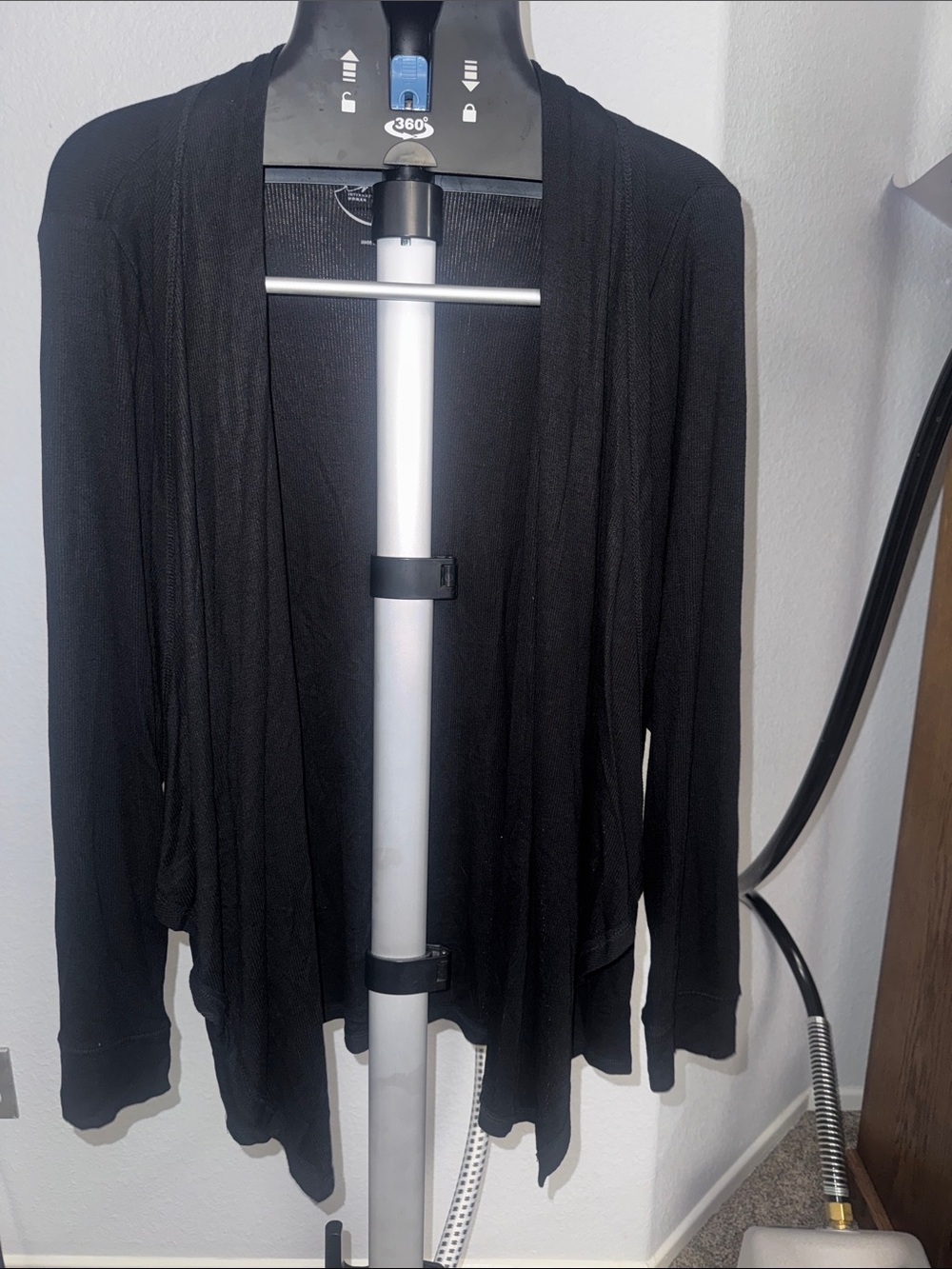INC International Concepts Black Open-Front Lightweight Cardigan